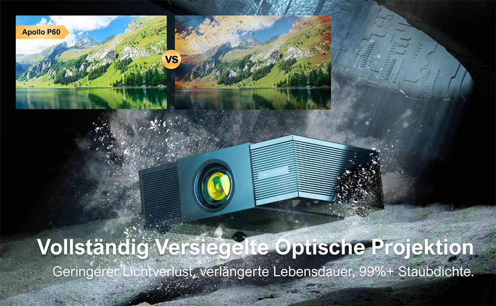 Ultimea Apollo P60 Beamer, 900 ANSI Lumen, Native 1080P Projektor, 4K-Unterst&uuml;tzung, Autofokus und 6D Auto-Keystones, Bluetooth 5.3