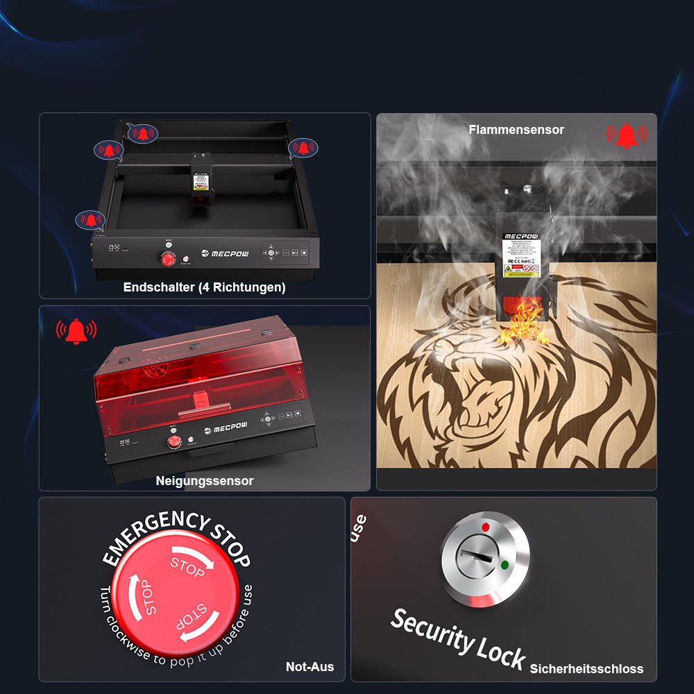 Mecpow X4 Pro 22W FDA Klasse 1 Lasergravierer + Drehwalze + Klauen-Diskus-Drehzapfen + Laserbett