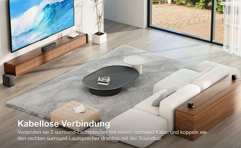 Ultimea Aura A30 5.1-Kanal Soundbar-Subwoofer-Lautsprecher-Kit, App-Steuerung, 10-Band-Equalizer-Einstellungen, 121 voreingestellte EQ-Matrizen