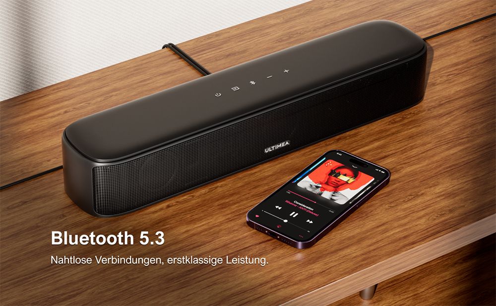 Ultimea Aura A40 Soundbar-Subwoofer-Lautsprecher-Kit, 7.1-Kanal, App-Steuerung, 10-Band-Equalizer-Einstellungen, 121 voreingestellte EQ-Matrizen, Bluetooth 5.3, 330 W Spitzenleistung