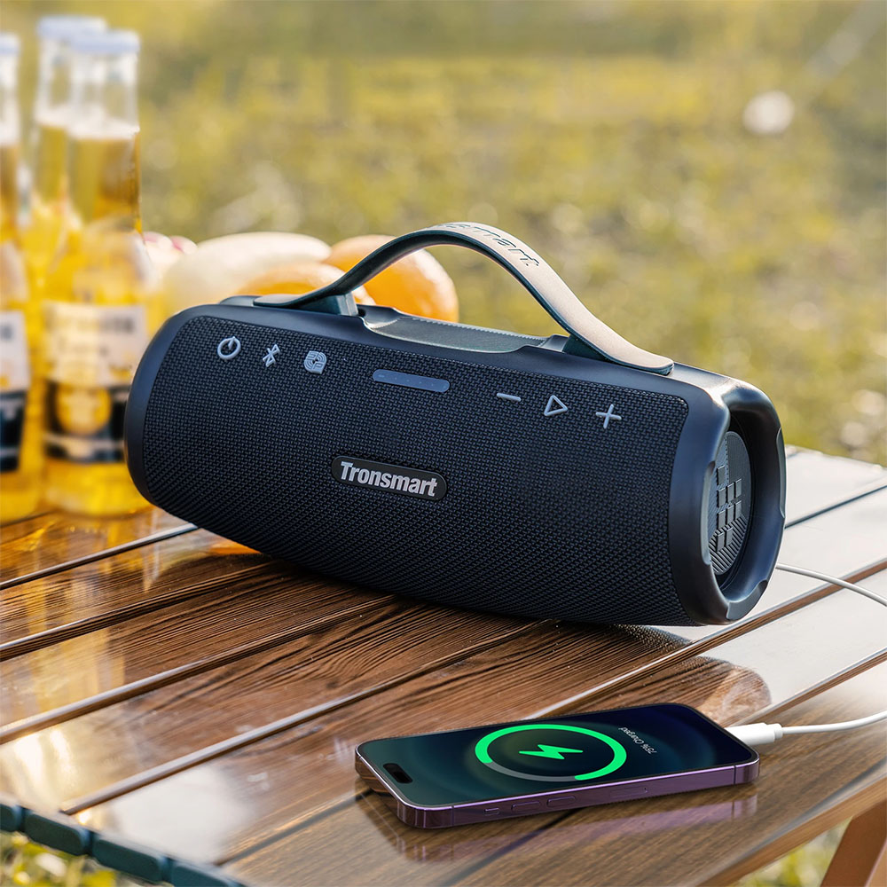 Tronsmart Mirtune S100 Tragbarer Outdoor-Lautsprecher, Bluetooth 5.3, anpassbarer EQ, 50 W Leistung, 20 Stunden Spielzeit, IPX7 wasserdicht, einziehbarer Griff &ndash; Schwarz