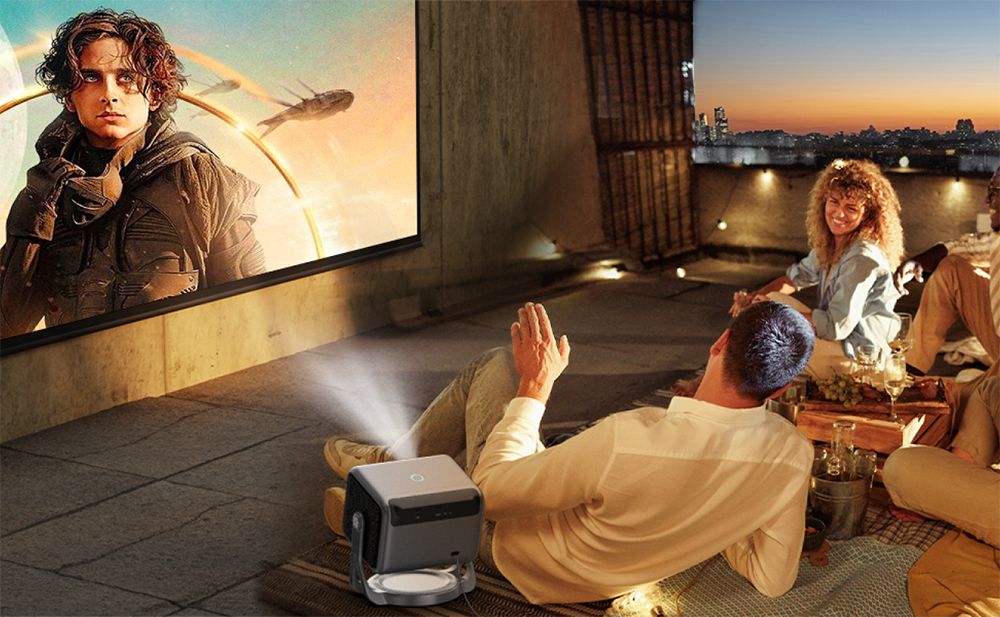 [Netflix 1080P & Android TV 11.0] ULTIMEA Nova C40 Beamer mit Gimbal-St&auml;nder, 600 ANSI, 4K-Dekodierung, Native 1080P, Bluetooth 5.3, Android TV 11.0, Dolby Audio, Autofokus & Keystone