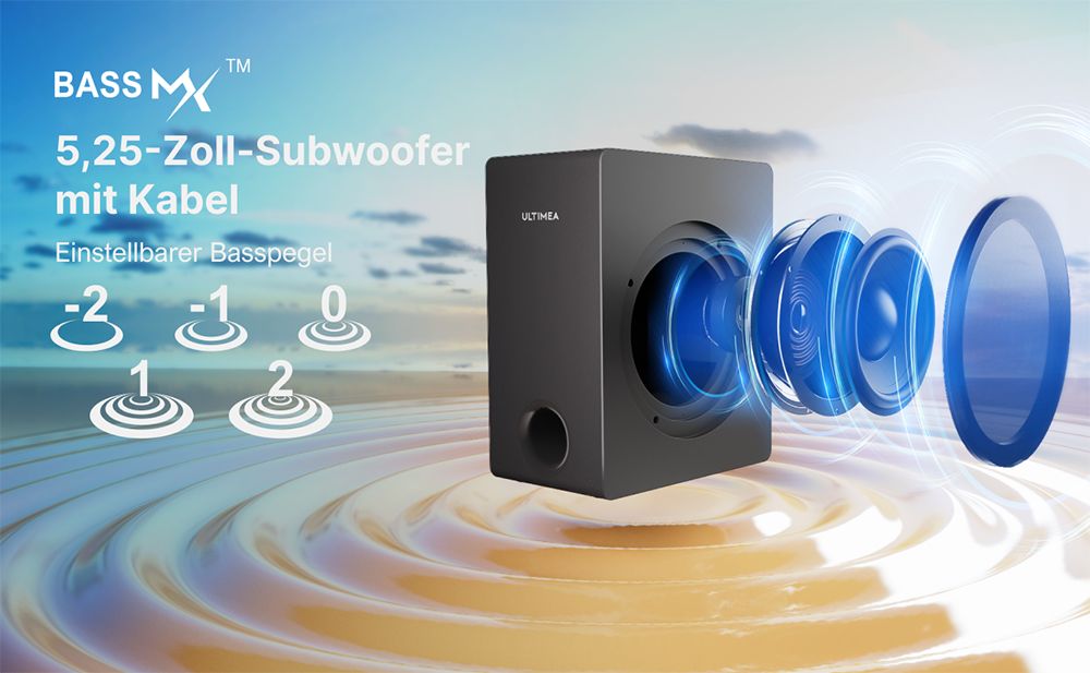 ULTIMEA Apollo S60 Abnehmbare Soundbar mit Subwoofer, 4.1 Kanal, Bluetooth 5.3, 3 EQ-Modi, 280 W Spitzenleistung