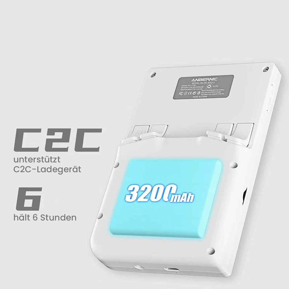 ANBERNIC RG40XXV Retro-Spielkonsole, 32 GB/256 GB mit &uuml;ber 16.000 Spielen, 4,0 Zoll 640 x 480P IPS-Bildschirm, 1 GB LPDDR4, ac-WLAN f&uuml;r Multiplayer, Bluetooth, &uuml;ber 30 Emulatoren, Moonlight-Streaming, 3200 mAh Akku, 6 Stunden Autonomie &ndash; Schwarz