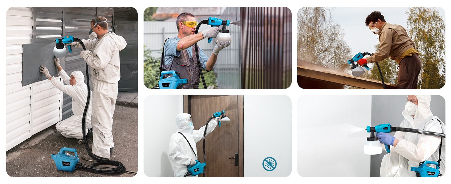 Tilswall 800W Farbspr&uuml;hger&auml;t, Max. 1200 ml/min Spr&uuml;hgeschwindigkeit, abnehmbarer 1300-ml-Tank, 3 D&uuml;sengr&ouml;&szlig;en, Blau