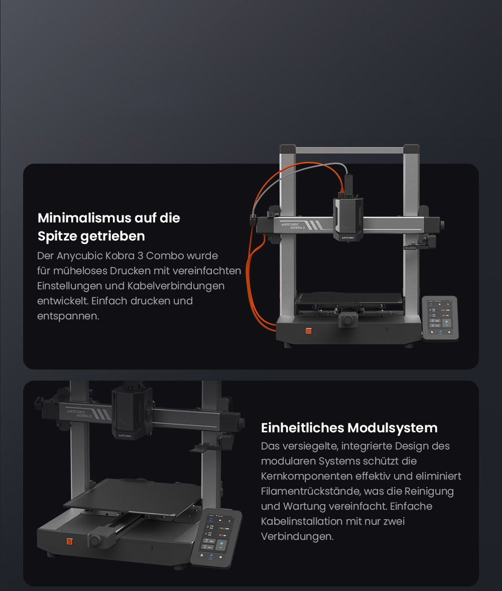 Anycubic Kobra 3 3D Drucker mit ACE Pro Combo + 6kg Creality Hyper-PLA Filament - 2kg Schwarz/Wei&szlig;/Grau