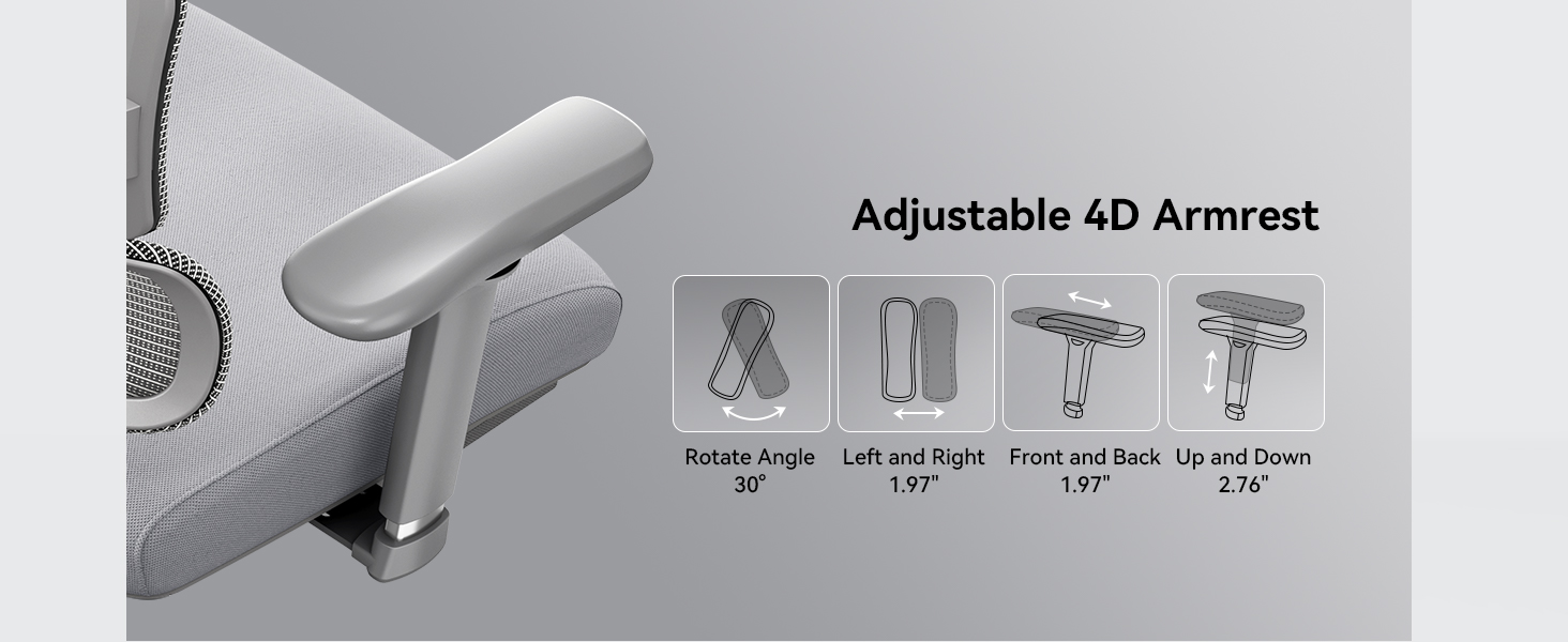 NEWTRAL NT002 Ergonomic Chair with Detachable Workstation Desktop, Adaptive Lower Back Support, Adjustable Armrest Headrest Footrest, Gray