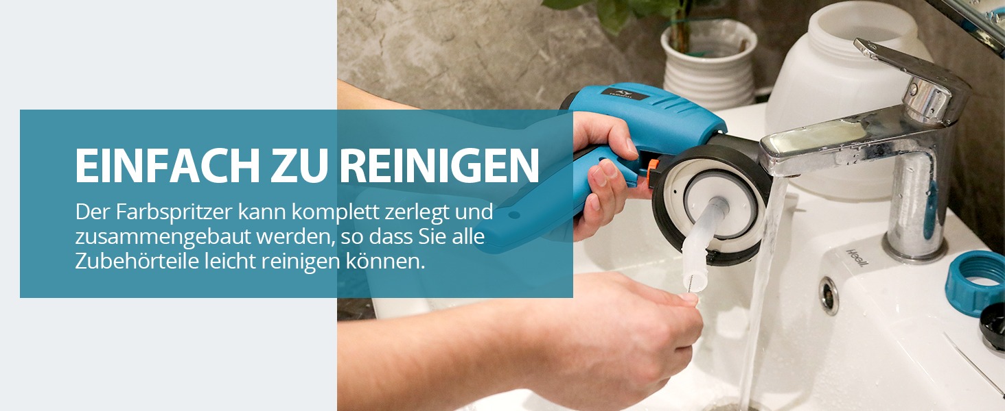 Tilswall 800W Farbspr&uuml;hger&auml;t, Max. 1200 ml/min Spr&uuml;hgeschwindigkeit, abnehmbarer 1300-ml-Tank, 3 D&uuml;sengr&ouml;&szlig;en, Blau
