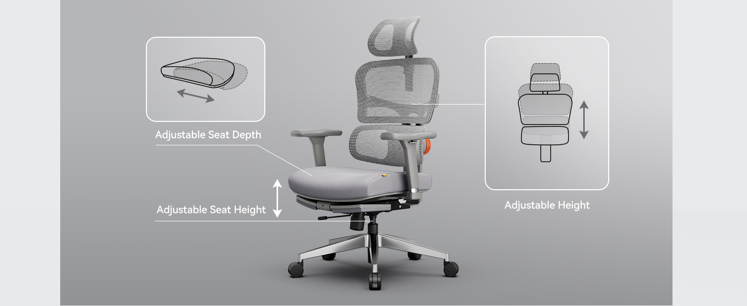 NEWTRAL NT002 Ergonomic Chair with Detachable Workstation Desktop, Adaptive Lower Back Support, Adjustable Armrest Headrest Footrest, Gray