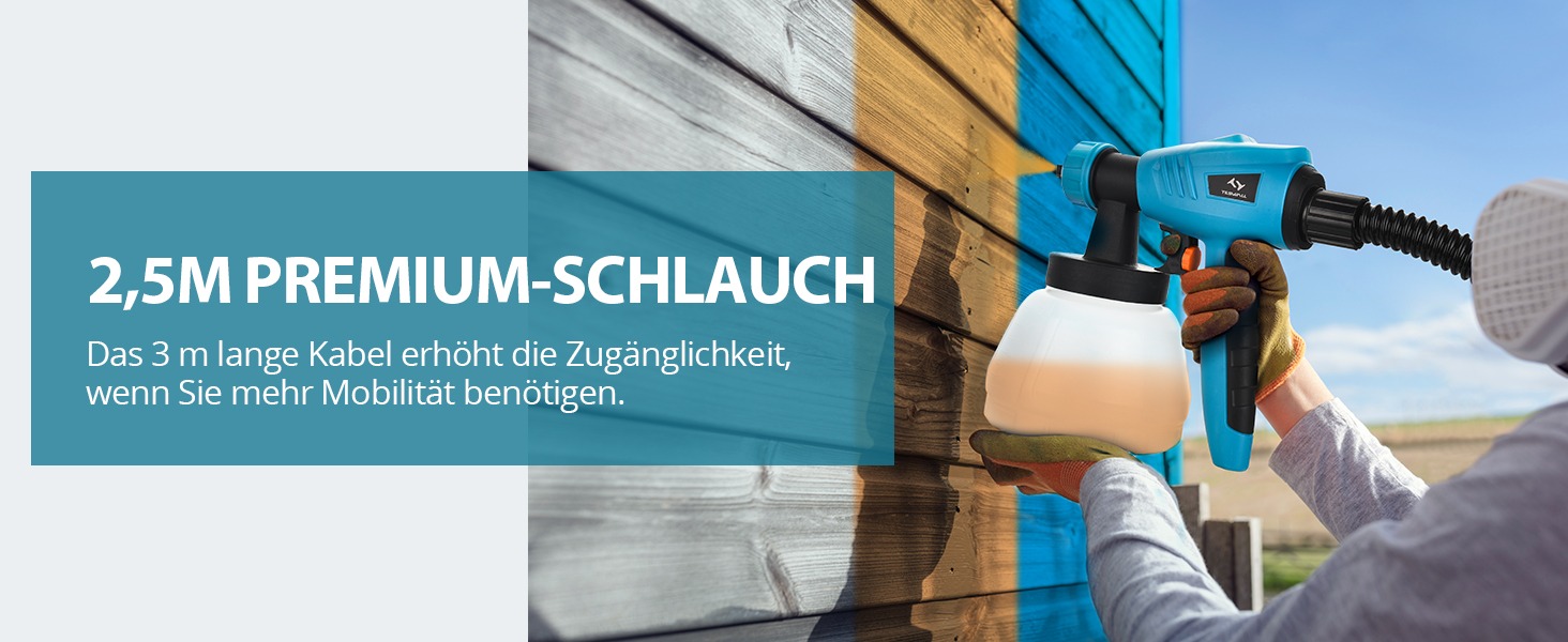 Tilswall 800W Farbspr&uuml;hger&auml;t, Max. 1200 ml/min Spr&uuml;hgeschwindigkeit, abnehmbarer 1300-ml-Tank, 3 D&uuml;sengr&ouml;&szlig;en, Blau