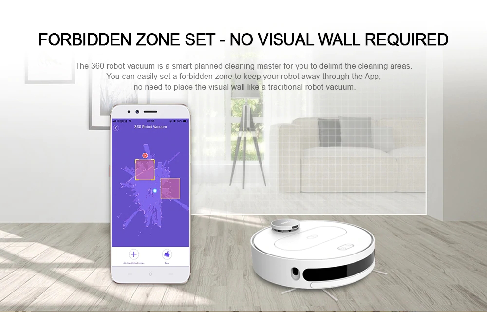 Refurbished 360 S6 Robotic Vacuum and Mop Cleaner, App Control, 1800 Pa Suction Power, HEPA