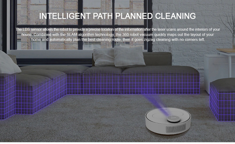 Refurbished 360 S6 Robotic Vacuum and Mop Cleaner, App Control, 1800 Pa Suction Power, HEPA