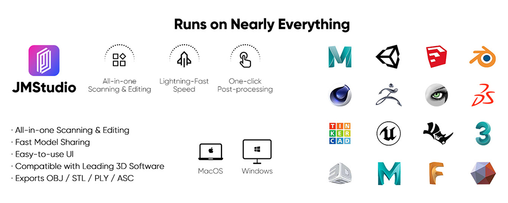 3DMakerpro Moose 3D Scanner,  Al Visual Tracking, 0.03mm Accuracy, 0.07mm Resolution, Blue LED Light Source, 24-bit Color Camera, 10fps Frame Rate, Anti-Shake Lenses, Compatible with Windows/MacOS