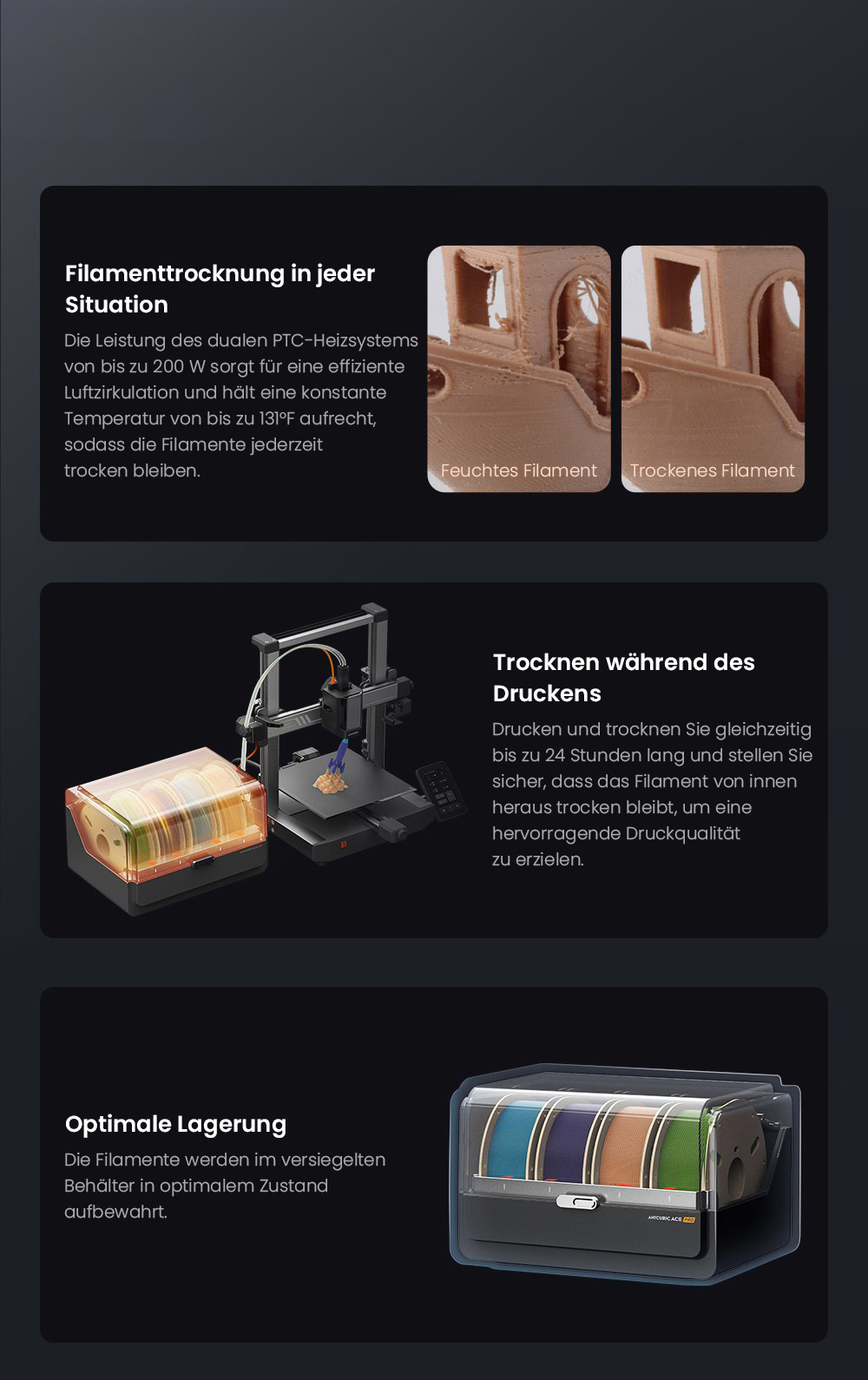 Anycubic Kobra 3 3D Drucker mit ACE Pro Combo + 6kg Creality Hyper-PLA Filament - Wei&szlig; + Erdbeerrot + Orange + Rot + Golden + Blau