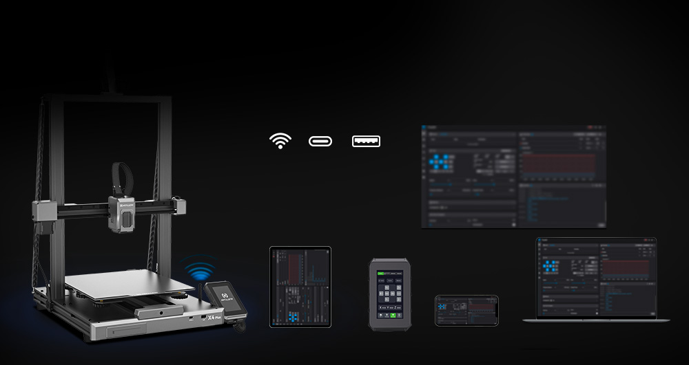 Artillery Sidewinder X4 Plus 3D-Drucker, 500 mm/s Druckgeschwindigkeit, 300 x 300 x 400 mm Bauvolumen, XY-Linearf&uuml;hrungsschiene aus Metall, automatische Nivellierung, effiziente K&uuml;hlventilatoren mit 8000 U/min