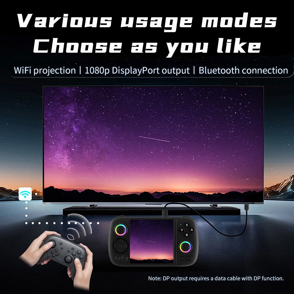 Refurbished ANBERNIC RG Cube Game Console, 8GB LPDDR4X RAM 128GB UFS2.2 Storage, 256GB TF Card 9000+ games, Android 13, 3.95-inch IPS Touchscreen 720*720, 5G WiFi Bluetooth 5.0, Moonlight Streaming, 7 Hours of Playtime, RGB Light - Black
