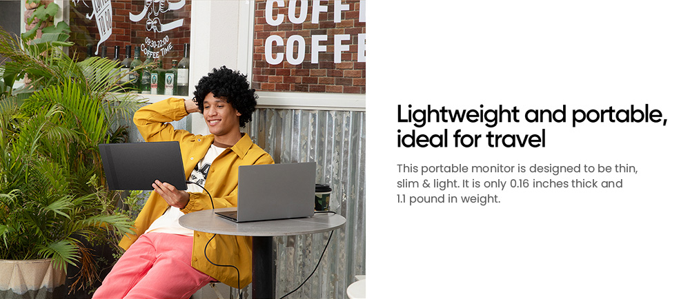 ARZOPA  A1S 14-inch Portable Monitor, 1920*1080 FHD 16:9 IPS Screen, 60Hz Refresh Rate, 1W*2 Built-in Speakers, 1*Mini HDMI, 2*Full Function Type-C, External Monitor for Laptop PC Phone Xbox PS4/5 Switch