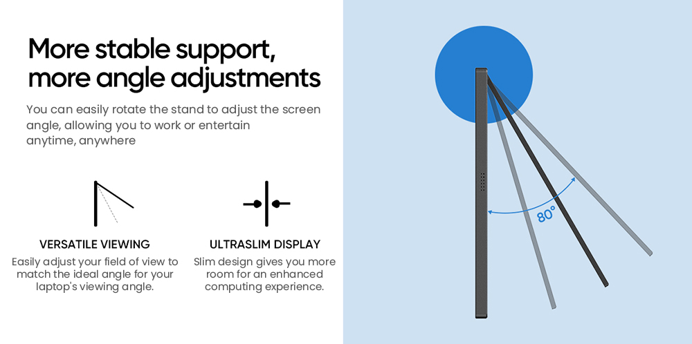 ARZOPA  A1S 14-inch Portable Monitor, 1920*1080 FHD 16:9 IPS Screen, 60Hz Refresh Rate, 1W*2 Built-in Speakers, 1*Mini HDMI, 2*Full Function Type-C, External Monitor for Laptop PC Phone Xbox PS4/5 Switch