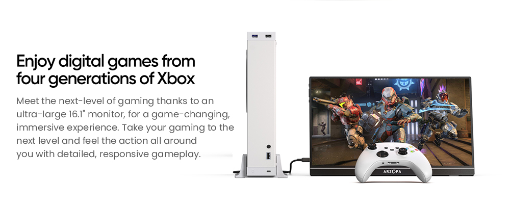 ARZOPA Z1FC 16.1-inch Portable Gaming Monitor, 144Hz Refresh Rate, 1920*1080 FHD 16:9 IPS Screen, Built-in Speakers, 1*Mini HDMI, 2*Full Function Type-C, Second Screen for Laptop, PC, Phone, PS4/5, Mac, Xbox, Switch