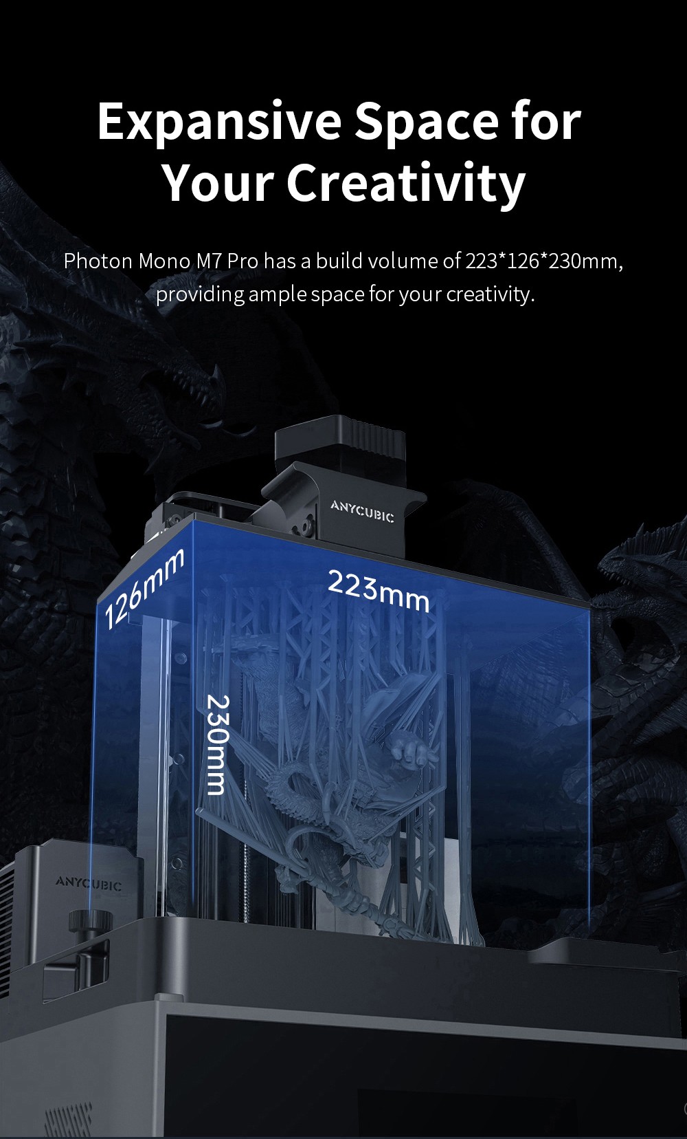 Anycubic Photon Mono M7 Pro Harz 3D Drucker, 14K COB LighTurbo 3.0 Quelle, 10.1&ldquo; Mono LCD, 0.1mm Schichth&ouml;he, 170mm/h Druckgeschwindigkeit, Auto-Adaptive, Auto Resin Refill, Dynamic Temp-Control Resin Vat, Leveling-free, 223*126*230mm