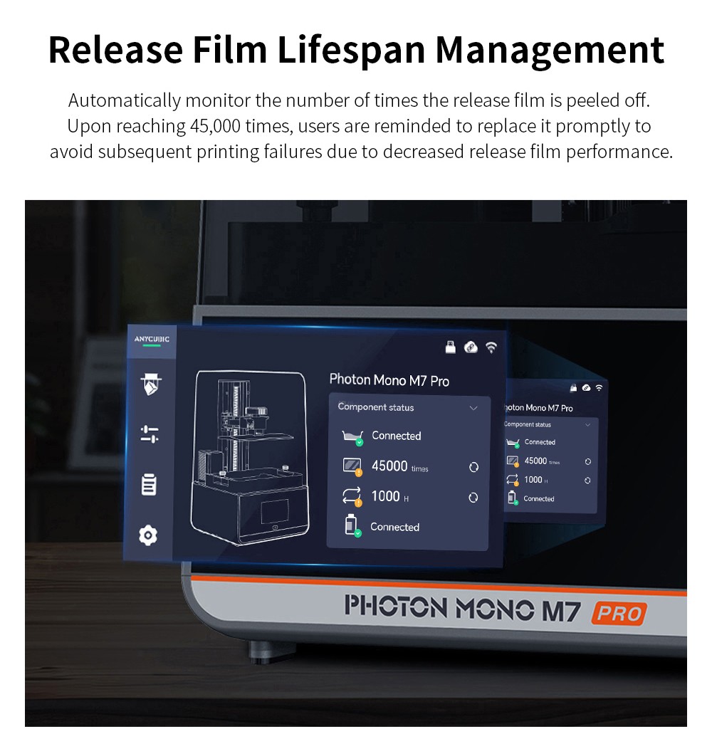 Anycubic Photon Mono M7 Pro Harz 3D Drucker, 14K COB LighTurbo 3.0 Quelle, 10.1&ldquo; Mono LCD, 0.1mm Schichth&ouml;he, 170mm/h Druckgeschwindigkeit, Auto-Adaptive, Auto Resin Refill, Dynamic Temp-Control Resin Vat, Leveling-free, 223*126*230mm