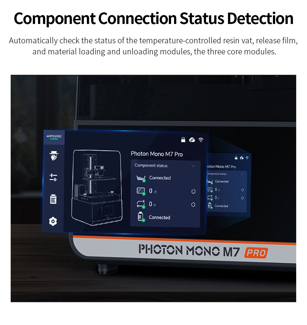Anycubic Photon Mono M7 Pro Harz 3D Drucker, 14K COB LighTurbo 3.0 Quelle, 10.1&ldquo; Mono LCD, 0.1mm Schichth&ouml;he, 170mm/h Druckgeschwindigkeit, Auto-Adaptive, Auto Resin Refill, Dynamic Temp-Control Resin Vat, Leveling-free, 223*126*230mm