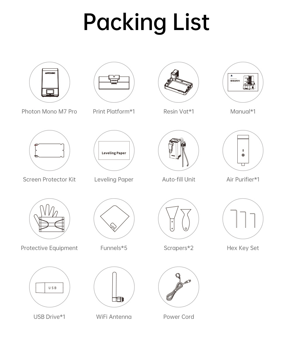 Anycubic Photon Mono M7 Pro Harz 3D Drucker, 14K COB LighTurbo 3.0 Quelle, 10.1&ldquo; Mono LCD, 0.1mm Schichth&ouml;he, 170mm/h Druckgeschwindigkeit, Auto-Adaptive, Auto Resin Refill, Dynamic Temp-Control Resin Vat, Leveling-free, 223*126*230mm