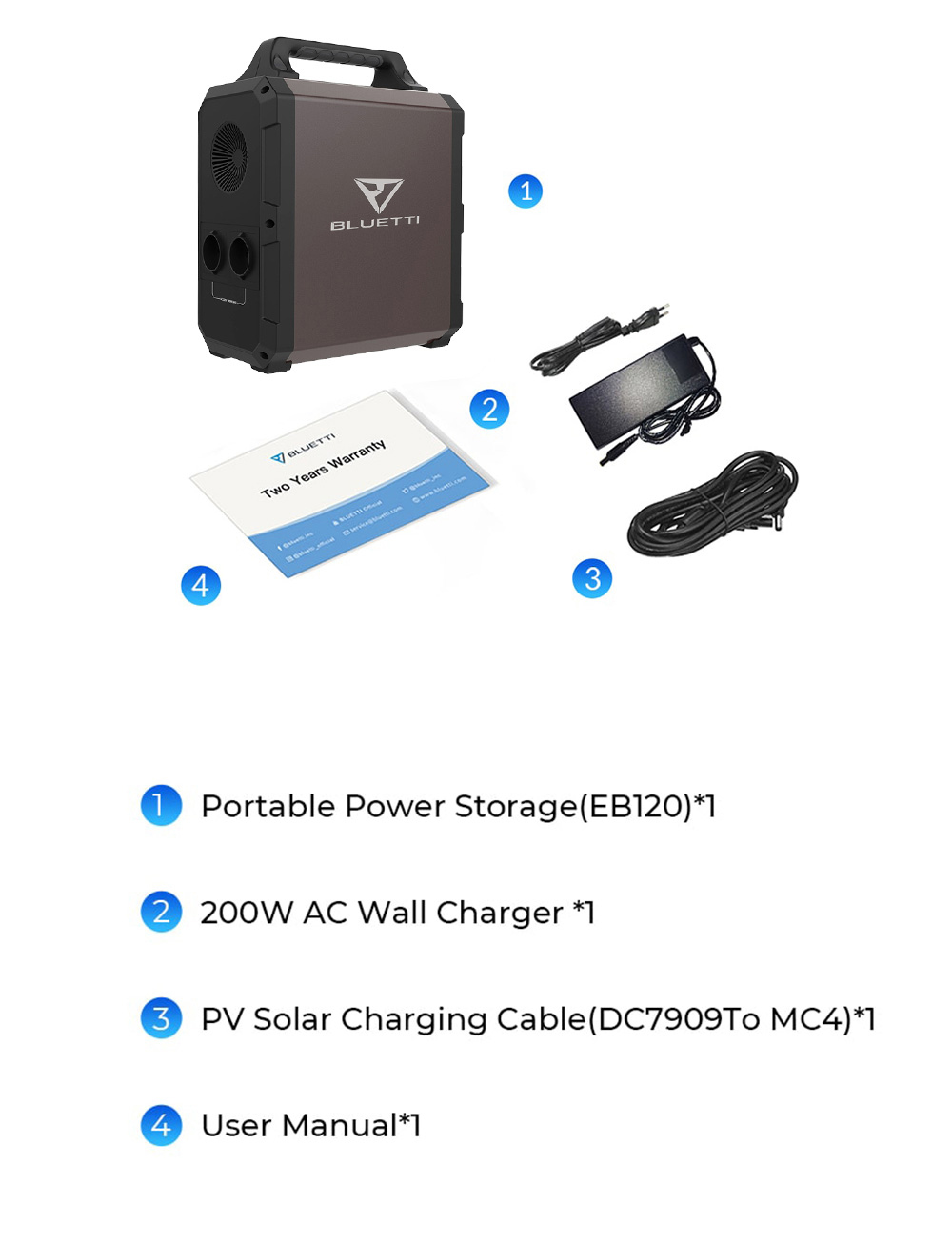 BLUETTI EB120 1000W Portable Power Station, 1200Wh Lithium Battery Solar Generators Power Supply with 2 x 220V AC Outlet