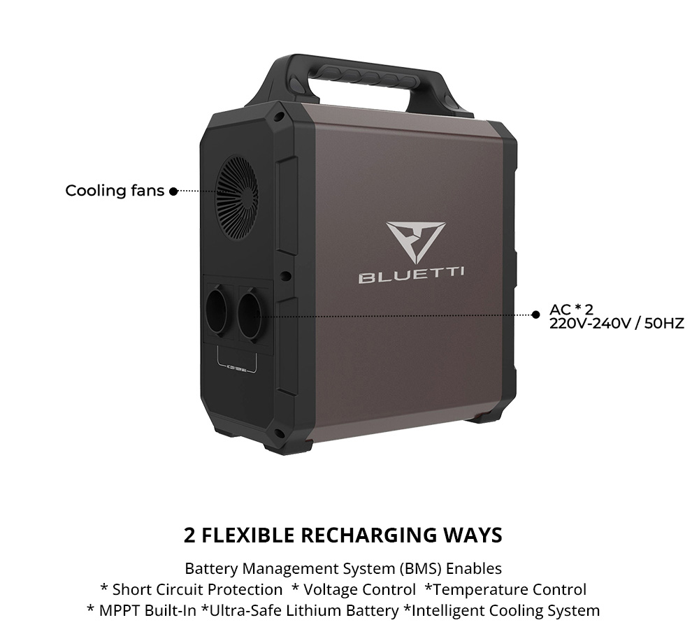 BLUETTI EB120 1000W Portable Power Station, 1200Wh Lithium Battery Solar Generators Power Supply with 2 x 220V AC Outlet