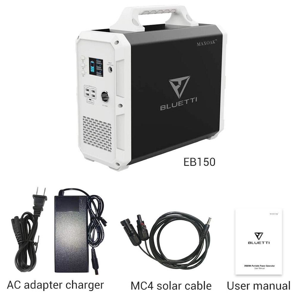 Refurbished BLUETTI EB150 1000W Portable Power Station, 1500Wh Lithium Battery Solar Generator, AC 220V Emergency Battery Backup