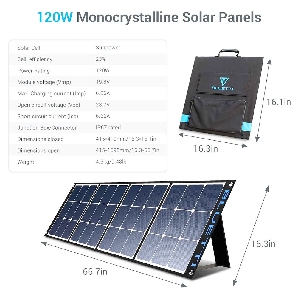 BLUETTI SP120 120W Foldable Solar Panel, Solar Generator Charger for Power Station, 23% Conversion Rate, for RV Van
