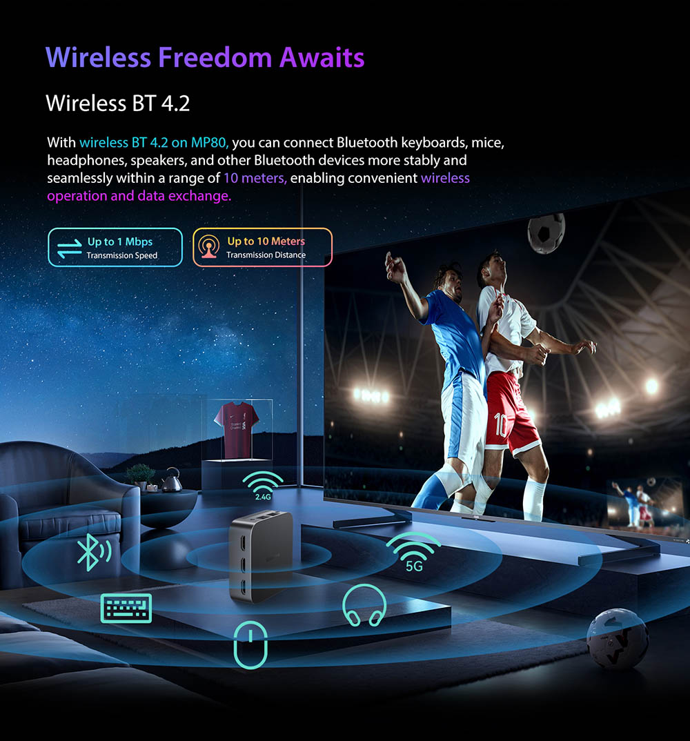 Blackview MP80 Mini-PC, Intel N95 4 Kerne bis zu 3,4 GHz, 16 GB LPDDR5 RAM 512 GB SSD, 3 * HDMI Dreifach-Bildschirm-Display, 2,4/5 GHz Dual-Band-WLAN Bluetooth 4.2, 3 * USB 3.0, 2 * RJ45, 1 * 3,5 mm HP/MIC TRRS