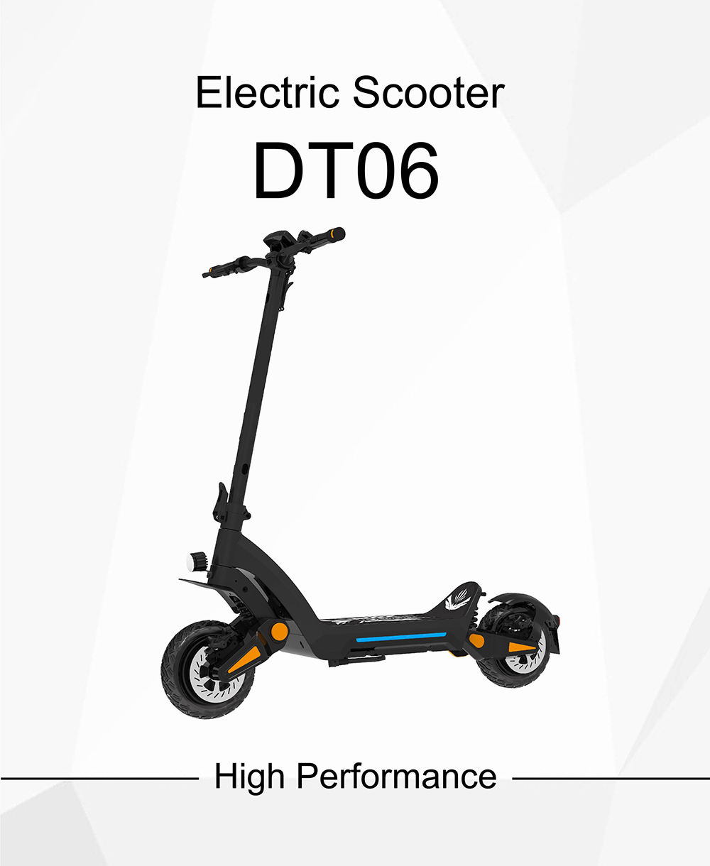 DT06 Elektrický skúter, 2*1900W motor, 60V 23.4Ah batéria, 11-palcová pneumatika, max. rýchlosť 75 km/h, dojazd 85 km, duálna hydraulická brzda & hydraulický pružinový tlmič