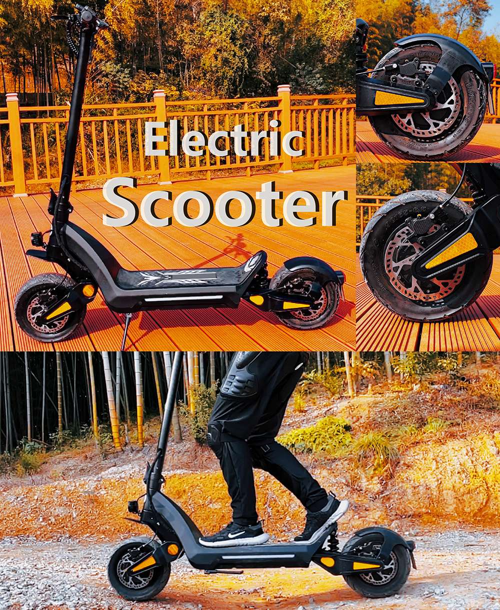 DT06 Elektrický skúter, 2*1900W motor, 60V 23.4Ah batéria, 11-palcová pneumatika, max. rýchlosť 75 km/h, dojazd 85 km, duálna hydraulická brzda & hydraulický pružinový tlmič