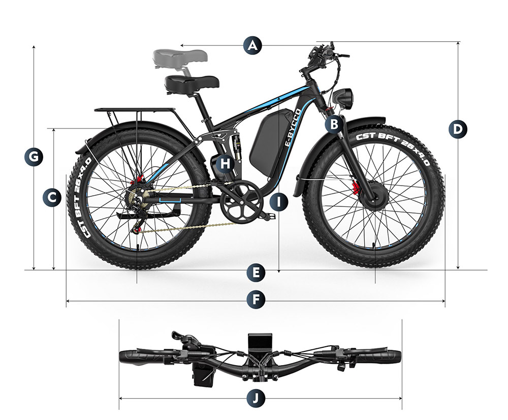 E·Bycco EB7Pro Electric Bike, 2*1000W Motor, 52V 23Ah Battery, 20*4.0 palcová tučná pneumatika, max. rýchlosť 55 km/h, max. dojazd 130 km, hydraulické kotúčové brzdy, systém úplného odpruženia, 7-stupňová prevodovka Shimano