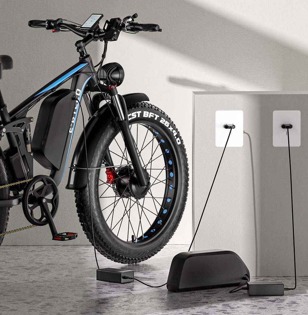 E·Bycco EB7Pro Electric Bike, 2*1000W Motor, 52V 23Ah Battery, 20*4.0 palcová tučná pneumatika, max. rýchlosť 55 km/h, max. dojazd 130 km, hydraulické kotúčové brzdy, systém úplného odpruženia, 7-stupňová prevodovka Shimano