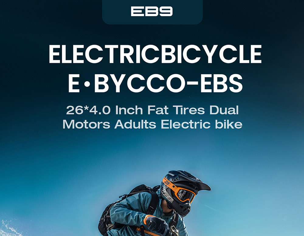 E·Bycco EB9 Electric Bike, 2*1000W Motor, 52V 23AH Battery, 26*4.0 palcové tučné pneumatiky, max. rýchlosť 55 km/h, max. dojazd 130 km, hydraulické kotúčové brzdy, celoodpružený, 7-rýchlostný prevod Shimano, LCD displej