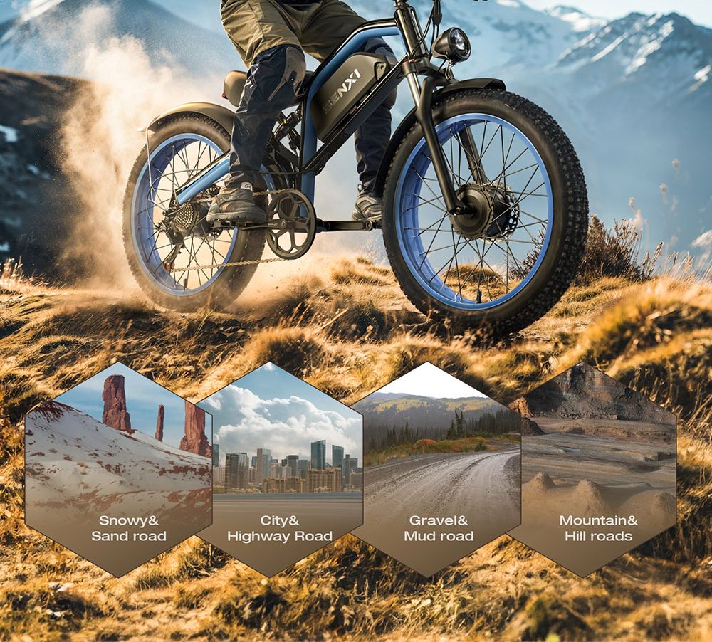 E·Bycco EB9 Electric Bike, 2*1000W Motor, 52V 23AH Battery, 26*4.0 palcové tučné pneumatiky, max. rýchlosť 55 km/h, max. dojazd 130 km, hydraulické kotúčové brzdy, plné odpruženie, 7-rýchlostný prevod Shimano, LCD displej