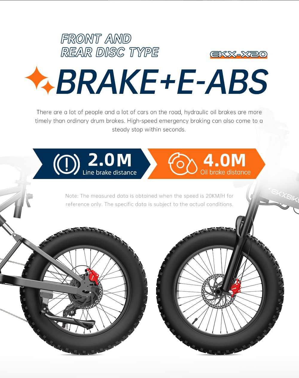 Elektrobicykel EKXBIKE X20, 2000W motor, 48V 35AH batéria, 20*4.0-palcové tukové pneumatiky, max. rýchlosť 55 km/h, dojazd 150 km, hydraulické brzdy, hydraulický tlmič, 7-stupňová prevodovka Shimano