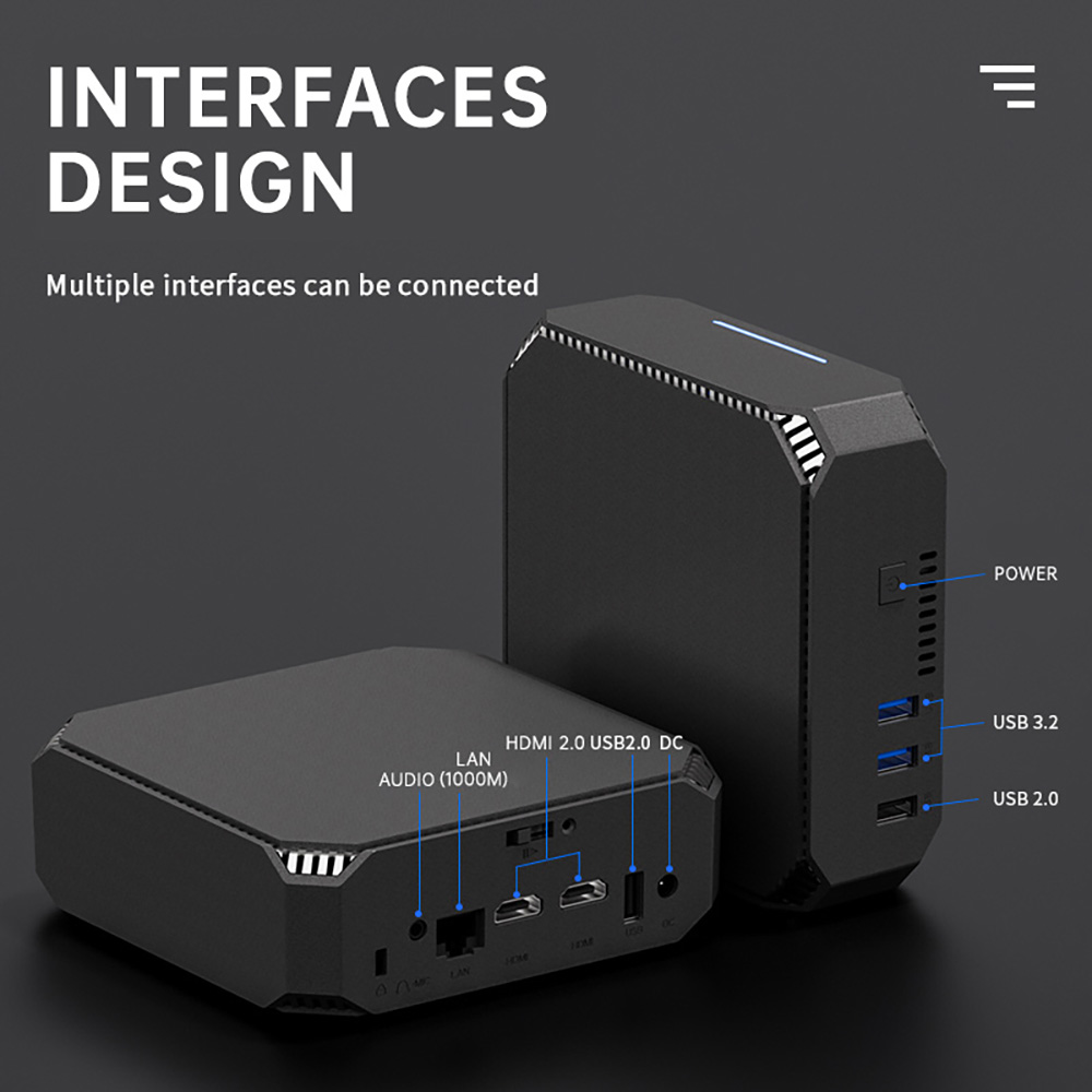 Refurbished  FIREBAT AK2  Mini PC, Intel N100 4 Cores Max 3.4GHz, 16GB RAM 512GB SSD, 2*HDMI 2.0 4K 60Hz Dual Screen Display, WiFi 5 Bluetooth 4.2, 2*USB 3.2 2*USB 2.0 1*LAN 1*Audio, Cooling Fan - EU Plug