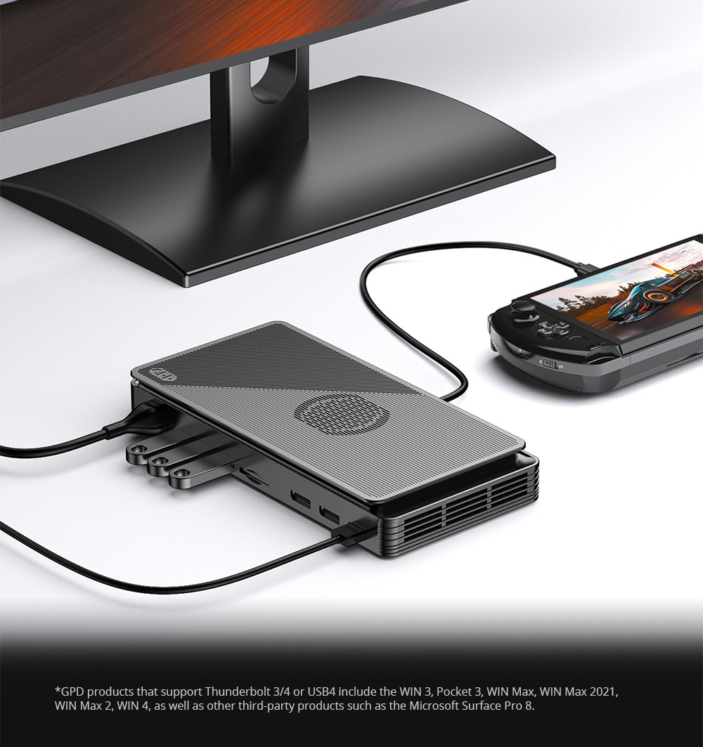 Refurbished GPD G1 Graphics Card Expansion Dock, AMD Radeon RX 7600M XT Graphics, 8GB GDDR6 RAM, 128bit, 1*Oculink 1*USB 4.0 1*HDMI 2.1 2*DP 3*USB3.2 1*SD 4.0- EU Plug