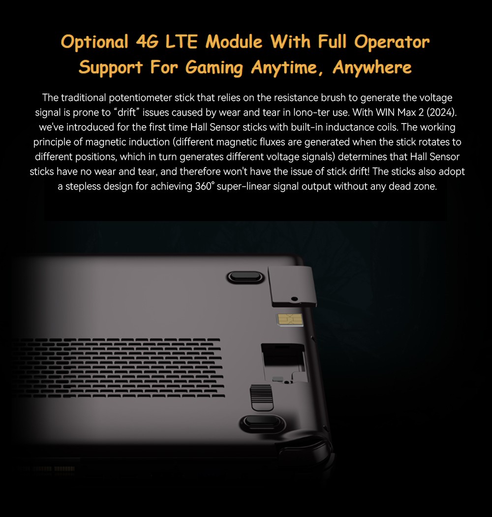 GPD WIN Max 2 2024 Handheld Gaming PC, AMD Ryzen 7 8840U, 10.1'' 2560*1600 Screen, 32GB RAM 1TB SSD, 4G LTE, Fingerprint Sensor Power Button, WiFi6, 1*USB4 1*USB3.2 Type-C 1*USB3.2 Type-A 1*Oculink 1*MicroSD Slot HDMI - EU Plug