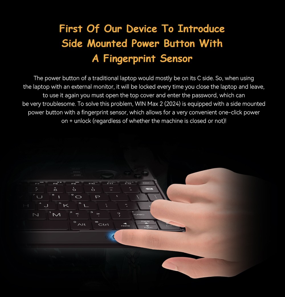 GPD WIN Max 2 2024 Handheld Gaming PC, AMD Ryzen 7 8840U, 10.1'' 2560*1600 Screen, 32GB RAM 1TB SSD, 4G LTE, Fingerprint Sensor Power Button, WiFi6, 1*USB4 1*USB3.2 Type-C 1*USB3.2 Type-A 1*Oculink 1*MicroSD Slot HDMI - US Plug