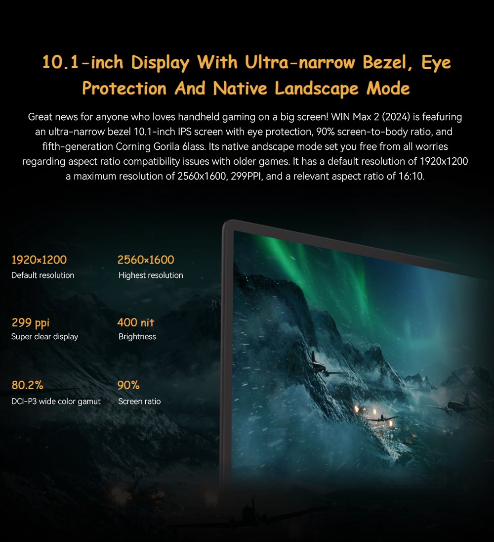 GPD WIN Max 2 2024 Handheld Gaming PC, AMD Ryzen 7 8840U, 10.1'' 2560*1600 Screen, 32GB RAM 1TB SSD, 4G LTE, Fingerprint Sensor Power Button, WiFi6, 1*USB4 1*USB3.2 Type-C 1*USB3.2 Type-A 1*Oculink 1*MicroSD Slot HDMI - US Plug