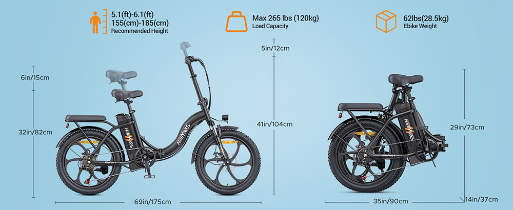 HillMiles MilePort 1 Electric Bike, 250W motor, 36V 13AH batéria, 20*3,0-palcové pneumatiky, max. rýchlosť 25 km/h, max. dojazd 100 km, odpruženie prednej vidlice, mechanické kotúčové brzdy, Shimano 7 rýchlostí - čierna