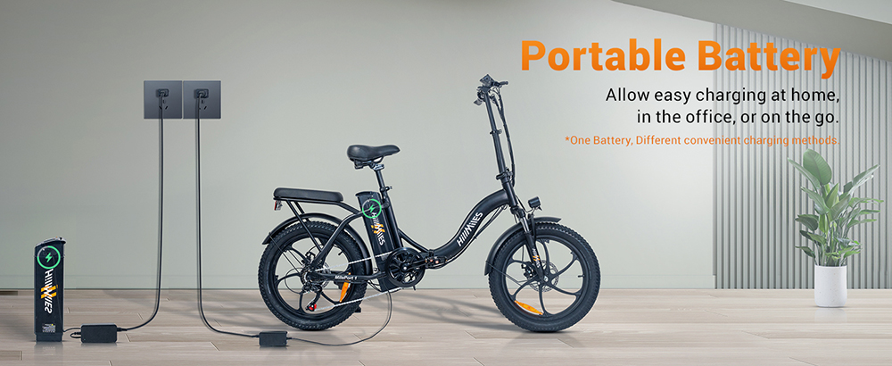 HillMiles MilePort 1 Electric Bike, 250W motor, 36V 13AH batéria, 20*3.0-palcové pneumatiky, max. rýchlosť 25 km/h, max. dojazd 100 km, odpruženie prednej vidlice, mechanické kotúčové brzdy, 7-stupňová prevodovka Shimano - čierna