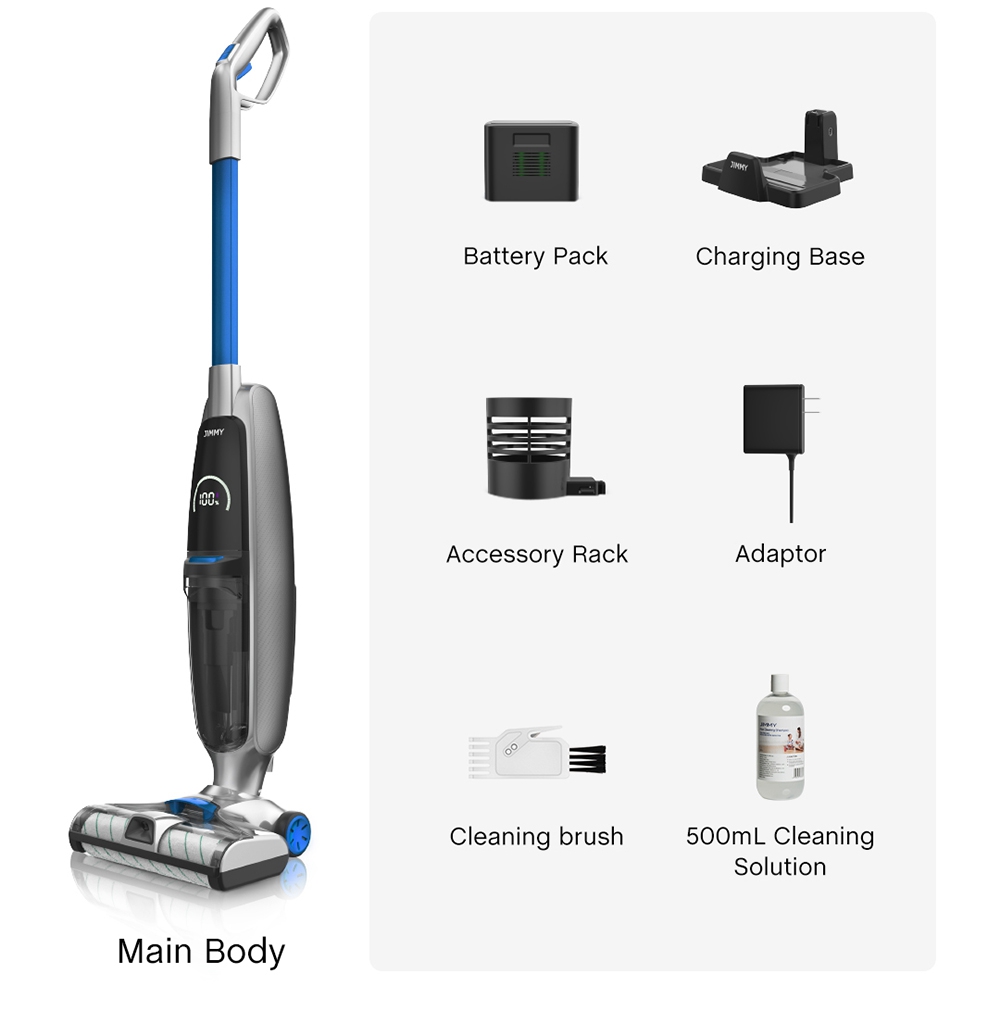 Refurbished JIMMY HW8 Cordless Wet Dry Vacuum Cleaner, 7kPa Strong Suction, 2500mAh Battery, LED Display, 25Mins Run Time