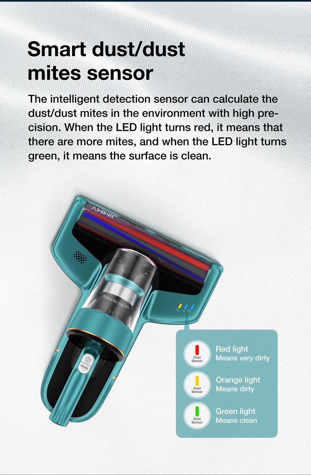 Jimmy BX6 Handheld Anti-Mite Vacuum Cleaner, 600W, 240mm Widened Suction Port, UV Lamp and Ultrasonic Technology - Blue