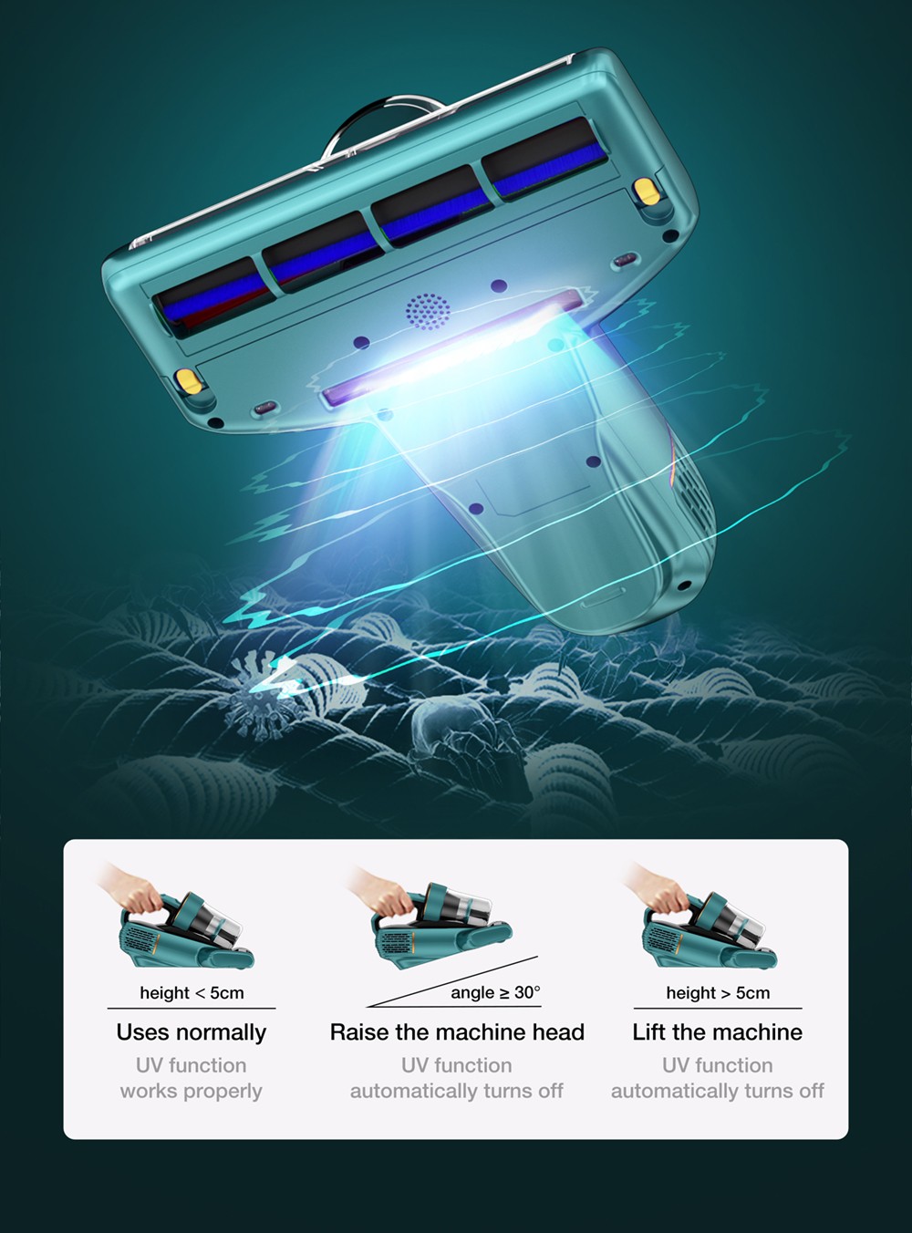 Jimmy BX6 Handheld Anti-Mite Vacuum Cleaner, 600W, 240mm Widened Suction Port, UV Lamp and Ultrasonic Technology - Blue