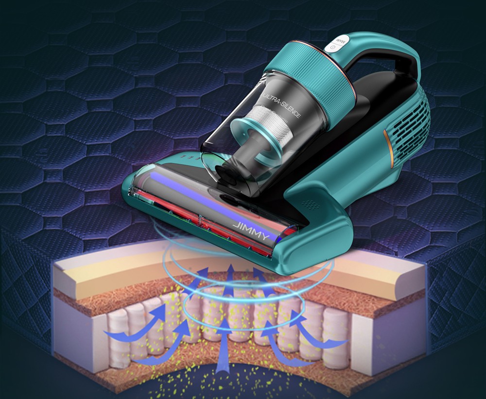 Jimmy BX6 Handheld Anti-Mite Vacuum Cleaner, 600W, 240mm Widened Suction Port, UV Lamp and Ultrasonic Technology - Blue